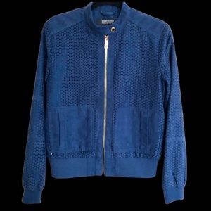 Kenneth Cole Reaction Faux Blue Suede Jacket, Small